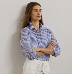 Lauren Ralph Lauren - Relaxed Fit Voile Roll-Tab-Sleeve Shirt